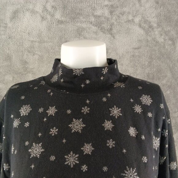 NWT KAREN SCOTT Christmas Snowflake Glitter Petite XL Top Mock Neck Cotton Knit - Picture 3 of 11